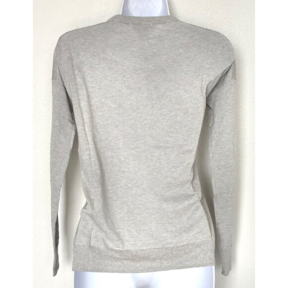 AMICALE NWT DROP SHOULDER CREW NECK COTTON/VISCOSE/CASHMERE GREY SWEATER. SIZE S - Picture 6 of 9